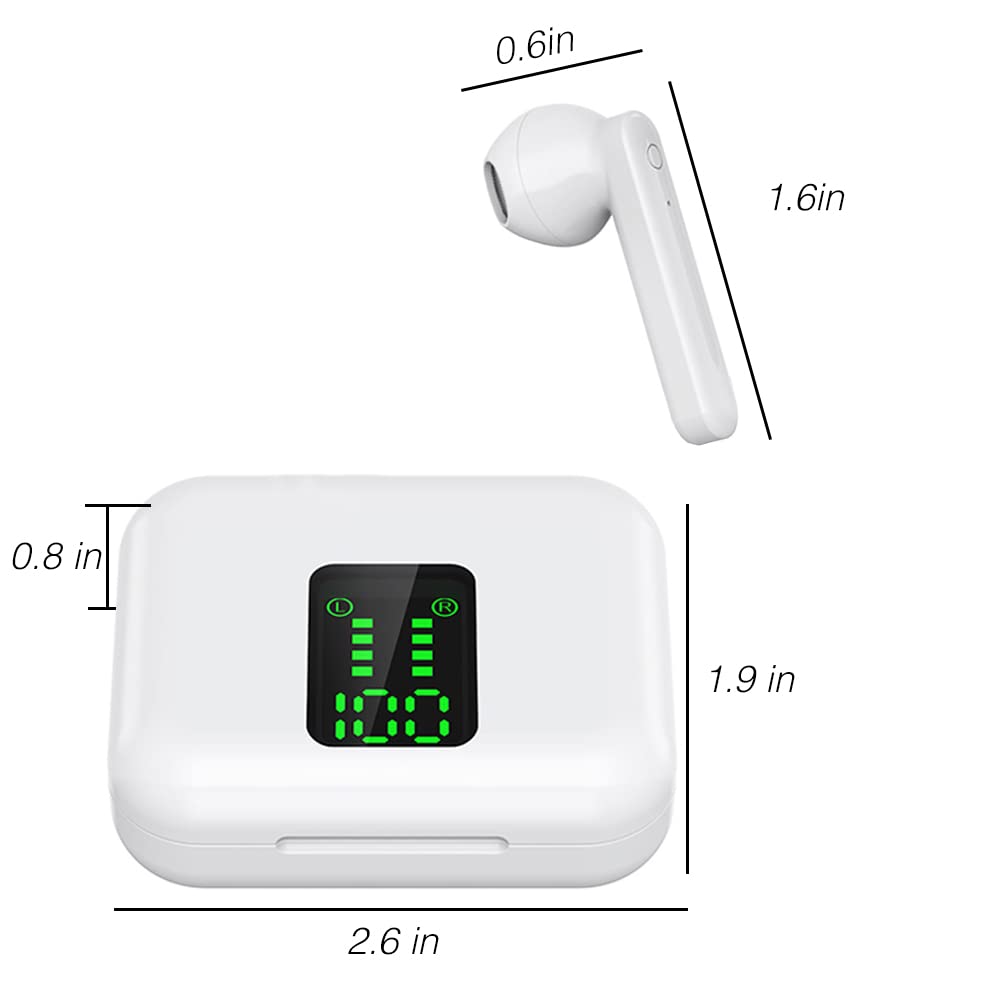 eDealz Fully Wireless Bluetooth 5.0 Rechargeable iPX5 Water & Sweat Proof Earbud Headphones w Microphone, Touch Controls, Smart LCD Charging Case…