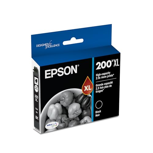 Epson 200 DURABrite Ultra Ink High Capacity Black Cartridge (T200XL120-S) Works with Workforce WF-2520, 2530, 2540, Expression XP-200, 300, 310, 400