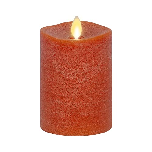 Luminara - Flameless LED Battery Operated Flickering Pillar Candles - Burnt Orange - Pack of 1-3x4.5 - Realistic Moving Flame Real Wax Indoor/Outdoor