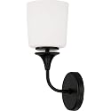 HomePlace by Capital Lighting 648911MB-541 Presley Transitional Rustic Soft White Glass Cone Wall Sconce, 1-Light 100 Watt, 14" H x 6" W, Black