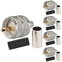 RFIOTASY Pack of 5 UHF PL-259 PL259 Male-Plug Crimp Connector Adapter Connector for RG58/U LMR195 (UHF Male Crimp RG58)