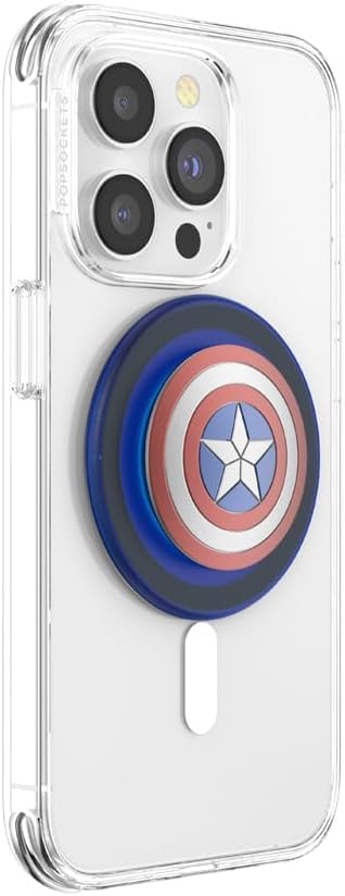PopSockets Phone Grip for MagSafe, Magnetic Holder, Phone Stand, Marvel - Enamel Captain America