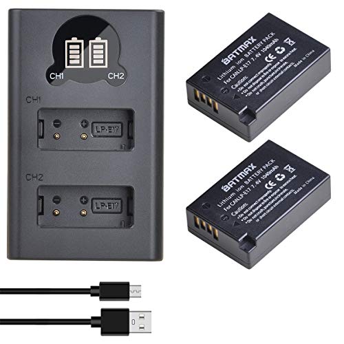 Batmax 2Packs LP-E17 Battery + LED Charger for Canon EOS Rebel SL2 SL3 T6i T6s T7i, EOS M5 M3 M6, M6 mark2, 77D 200D 250D 750D 760D 800D 8000D RP
