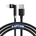 90 Degree Lightning Cable with 360 Rotating Head - 6.6FT MFi Right Angle Nylon Braided iPhone Charger Cord with 2.4A Fast Charge, Data Sync, CarPlay…