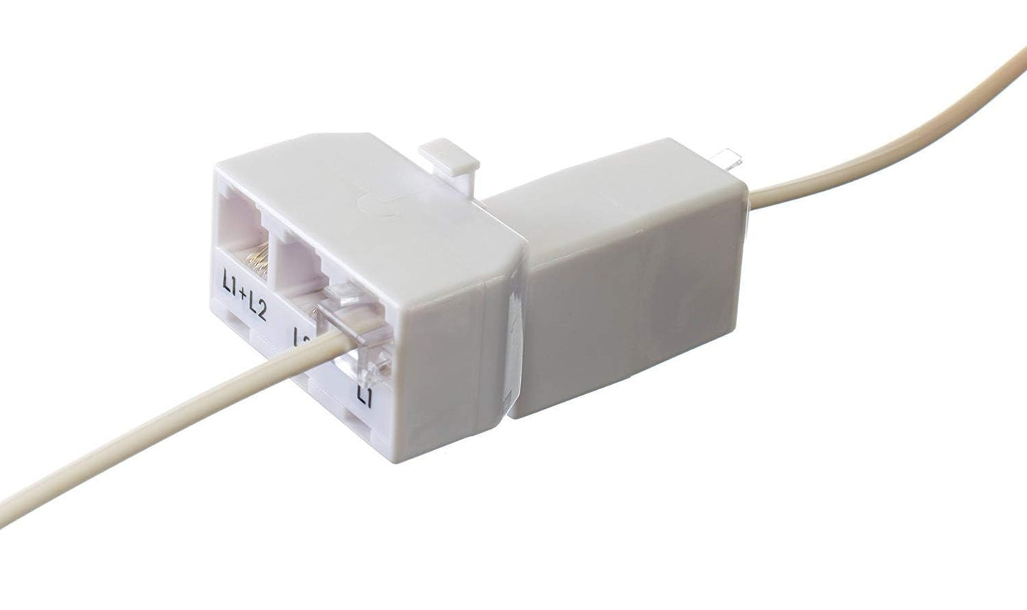 THE CIMPLE CO 2-Line Phone Splitter for Landline - 3-Way Telephone Splitter (1, 2, and Twin Lines) with RJ11 Keystone Jack - Landline Phone Divider