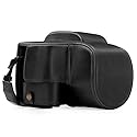 MegaGear Panasonic Lumix DC-FZ80, FZ82 Ever Ready Leather Camera Case and Strap, with Battery Access - Black - MG1223