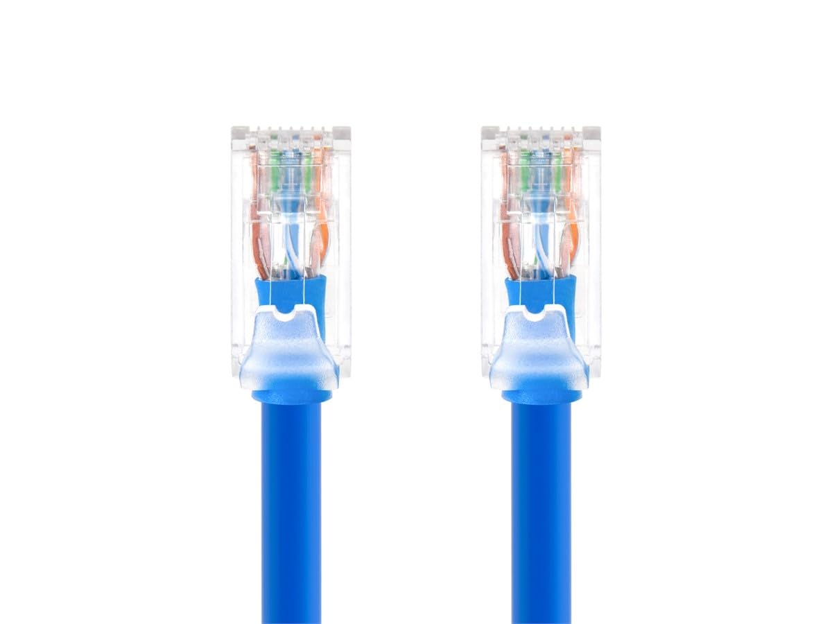 Monoprice Cat6A Component Level Patch Cable - 50 Feet - Blue | UTP, 24AWG, 500MHz, Pure Bare Copper, Snagless RJ45, Ethernet Cable - Micro SlimRun