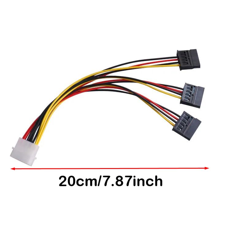 ThtRht 3 Pack 4Pin Molex to 3X Sata 15Pin Splitter Connector Power Supply Cable Adapter Male LP4 4 Pin IDE to HDD Hard Drive ATA Female Port