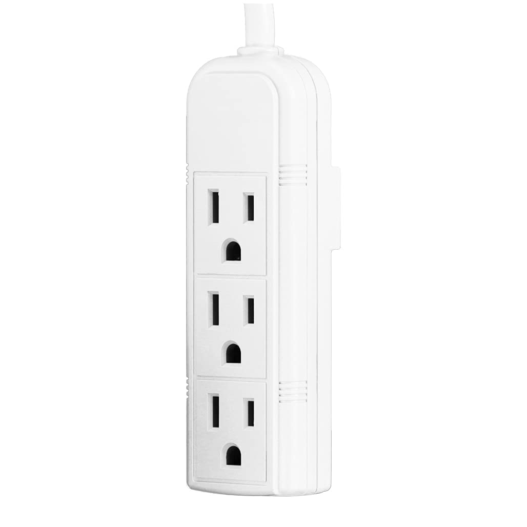 Uninex PS28E WTv2 Compact Grounded 3-Outlet Power Strip ETL Listed, 1-Foot, White, 5-Pack