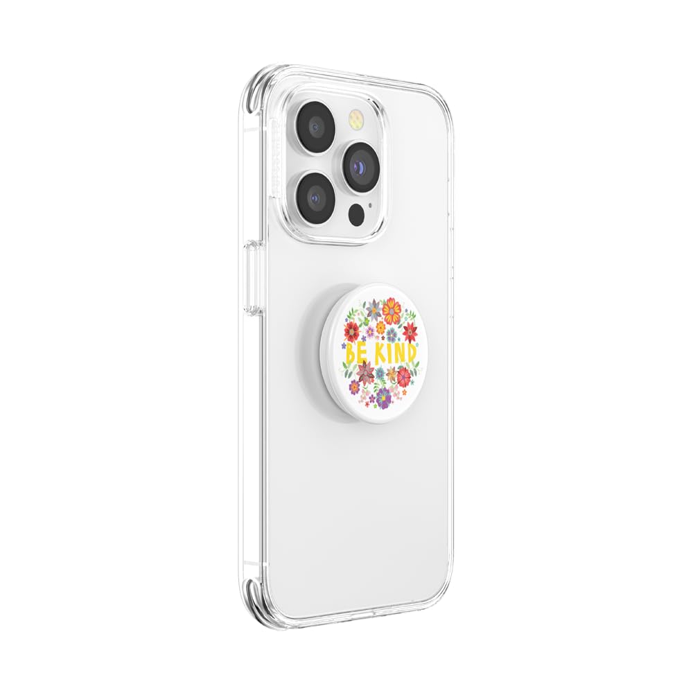 PopSockets Adhesive Phone Grip, Holder, Phone Stand, Flower - Be Kind Embroidery
