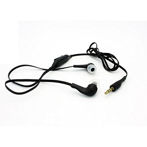 Sound Isolating Handsfree Headset Earphones Earbuds w Mic Dual Headphones Stereo Flat Wired 3.5mm [Black] for Boost Mobile Samsung Galaxy J7 Refine…