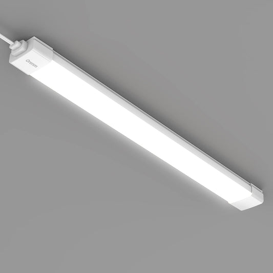 orenm Plug and Play Linkable Waterproof LED Tube Light 2FT 18W 5000K with Switch Cord Easy Installed on Ceiling or Wall Without Wiring for LED Garage