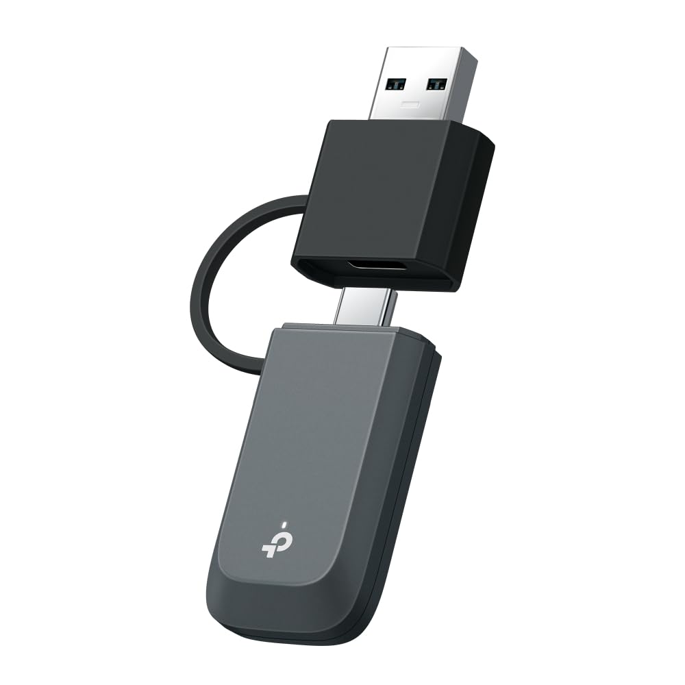 TP-Link BE6500 Tri-Band USB Wi-Fi 7 Adapter for Desktop PC (Archer TBE400U),2-in-1 USB-C&A, Wireless USB 3.0 Network Adapter, Plug and Play