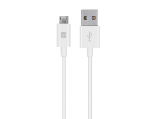 Monoprice USB Type-A to Micro Type-B Cable - Polycarbonate Connector Heads, 2.4 Amp, 22/30AWG, 3 Feet, White - Select Series, 3ft
