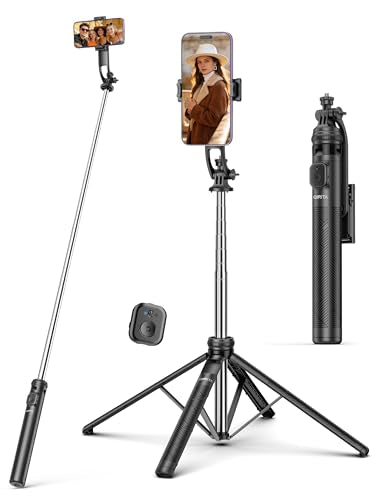 71" Selfie Stick Tripod, All in One Quadripod with Remote & Phone Holder, Extendable Cell Phone Tripod, Travel Tripod Stand Compatible with for Cell
