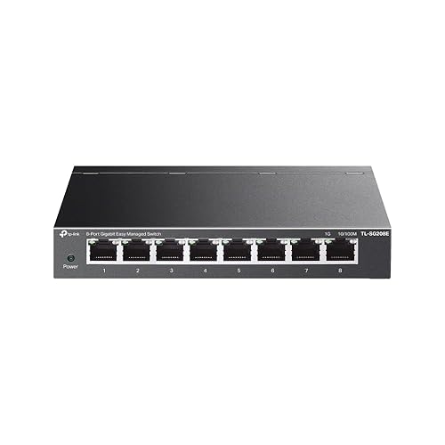 TP-Link 8 Port Gigabit Easy Managed Switch, VLAN, Auto Loop Prevention, IGMP Snooping, Fanless, Managed by Omada, Durable Metal w/ Shielded