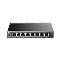 TP-Link 8 Port Gigabit Easy Managed Switch, VLAN, Auto Loop Prevention, IGMP Snooping, Fanless, Managed by Omada, Durable Metal w/ Shielded