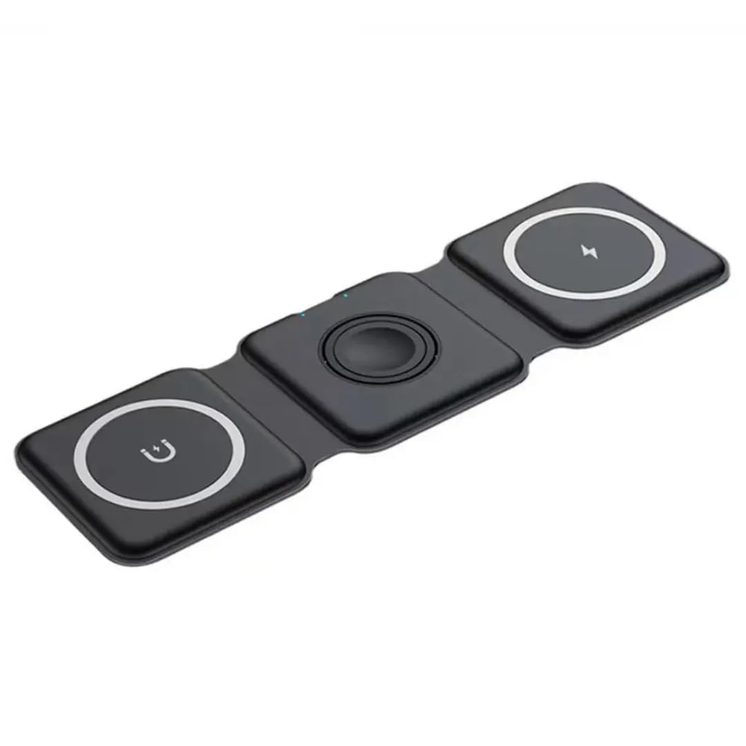 AA LLC Charging Station is Compatible with Apple Multiple Devices - 3 in 1 Foldable Magnetic Wireless Charger Dock-Travel Charging Pad for iPhone 16