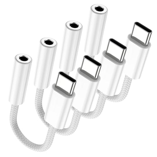 Fidioto 4 Pack USB-C to 3.5 mm Jack Adapter, Aux to USB C Adapter for Headphones Cable Compatible with iPhone 17/16 Pro Max/16 Pro/16/Samsung Galaxy