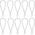 10 Pieces Black Lanyard Phone Ring Strap For Mobile Lariat Lanyard Cell Phone Split Ring Strap Sliver Tone Split Ring Cellphone Strap Charm Cords