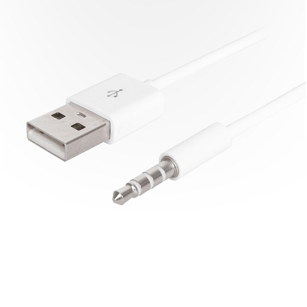 iAbler iPod Shuffle Cable, 2 Pack 3.5mm Jack/Plug to USB USB Power Charger Sync Data Transfer Cable for iPod Shuffle 3rd 4th 5th MP3/MP4