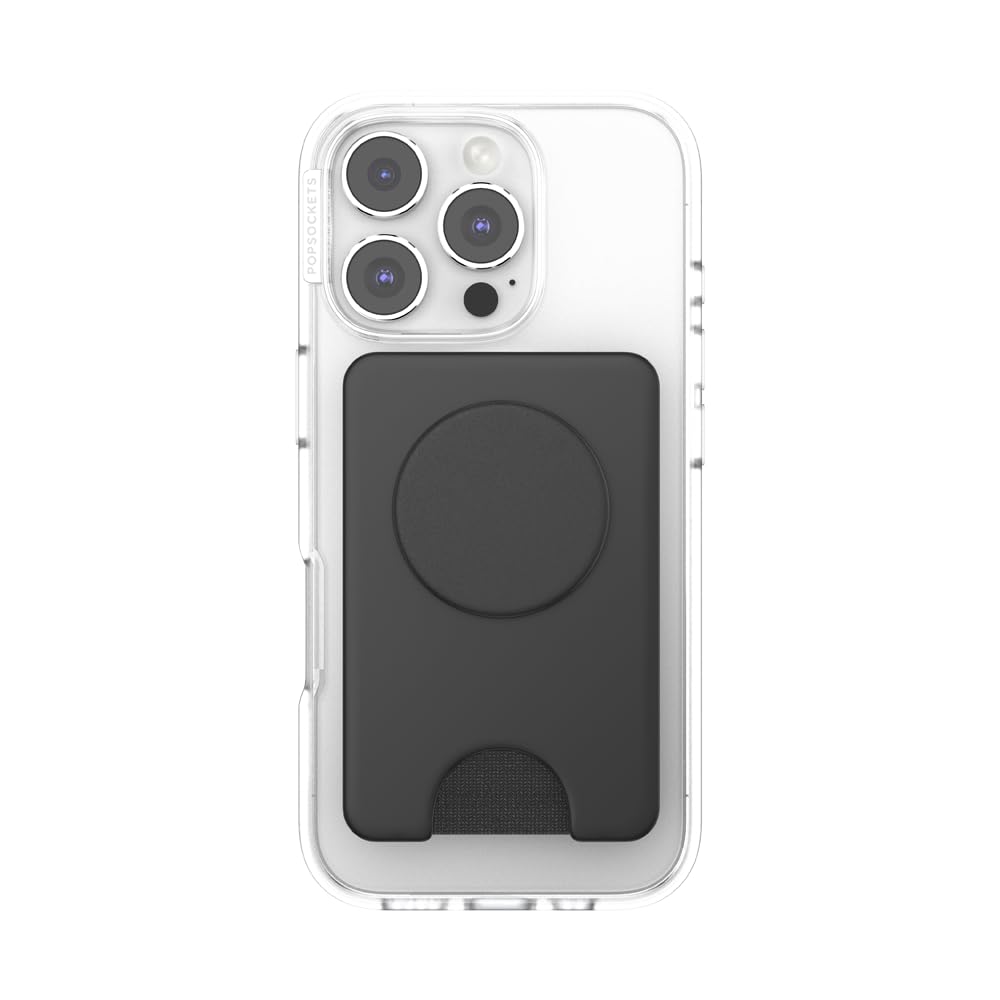 PopSockets Kick-Out Wallet for MagSafe, Adjustable Kickstand, Magnetic Stand - Black