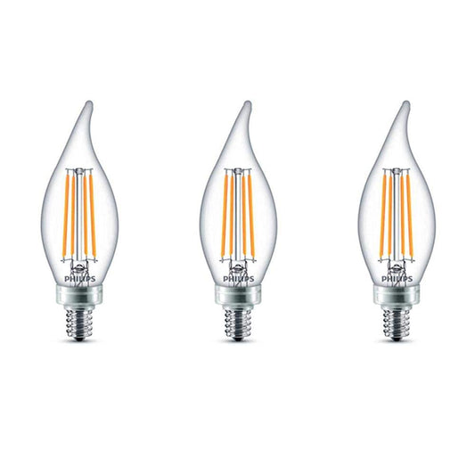 Philips LED Classic Glass Dimmable BA11 Bent Tip Light Bulb: 500-Luman, 5000-Kelvin, 5.5-Watt (60-Watt Equivalent), E12 Base, Clear, Daylight, 3-Pack