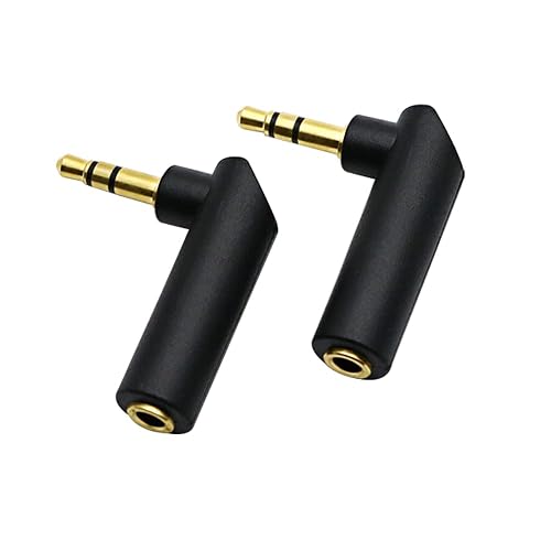 rgzhihuifz 3.5mm Angle Male to Female Audio Adapter, 90 Degree Right Angle Gold-Plated TRS Stereo Jack Plug AUX Connector Compatible with Headset