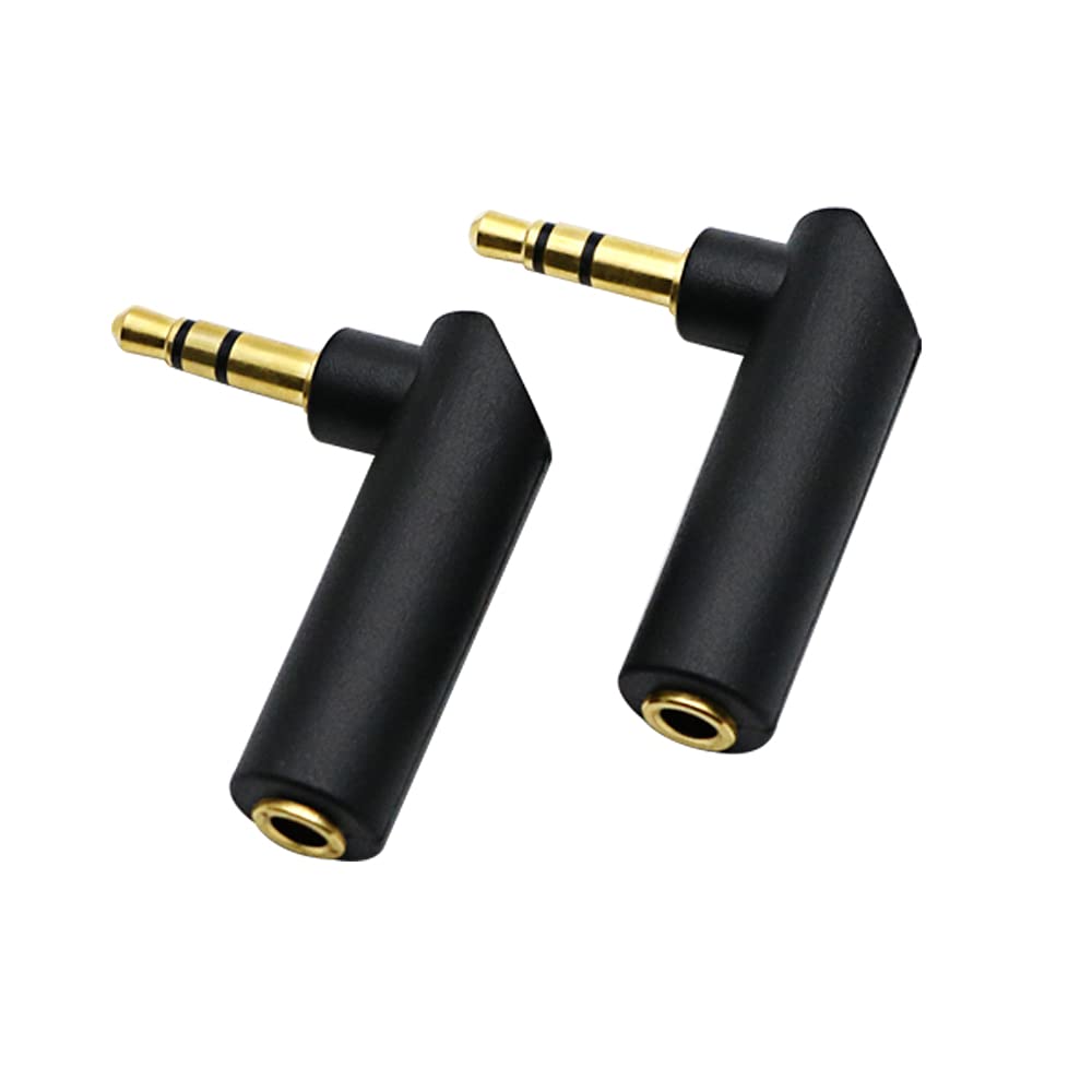 rgzhihuifz 3.5mm Angle Male to Female Audio Adapter, 90 Degree Right Angle Gold-Plated TRS Stereo Jack Plug AUX Connector Compatible with Headset