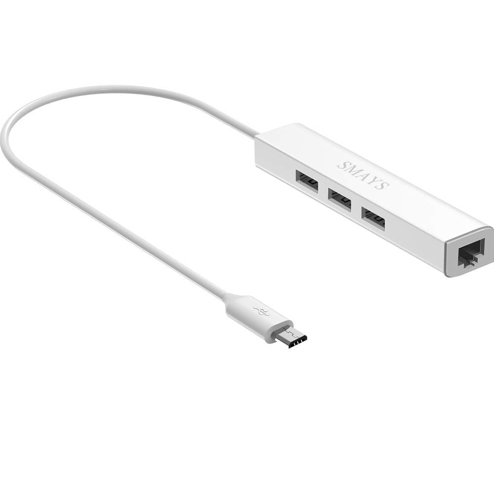 Micro USB OTG to Ethernet Adapter with Powered Hub - Compatible with Raspberry Pi Zero, Older Android Devices, and Google Chromecast