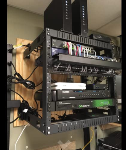 Kenuco Black 12U Wall Mount Open Frame Steel Network Equipment Rack 17.75 Inch Deep - Black - 12U Deep - W19'' x D17.75'' x H24.5'' (REG-12U)