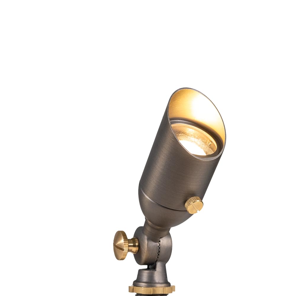 VOLT 12V Brass Mini Outdoor Spotlight (Bronze) for Low Voltage Landscape Lighting of Yard, Lawn, Garden, Patio, Trees & House