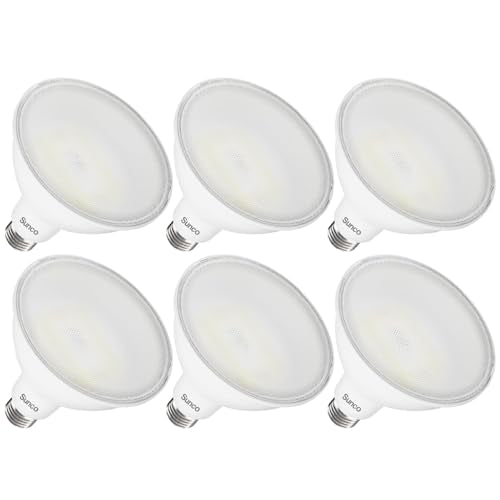 Sunco 6 Pack PAR38 LED Flood Light Bulb, 20W=250W, Dimmable, Waterproof