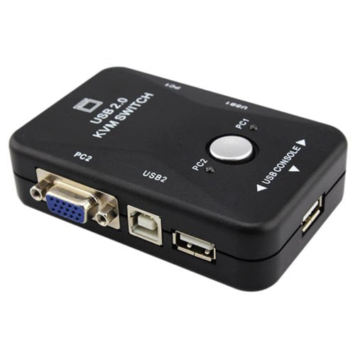 2-Port USB 2.0 Monitor Video VGA KVM Switch Switchbox for Control 2 Computers PC