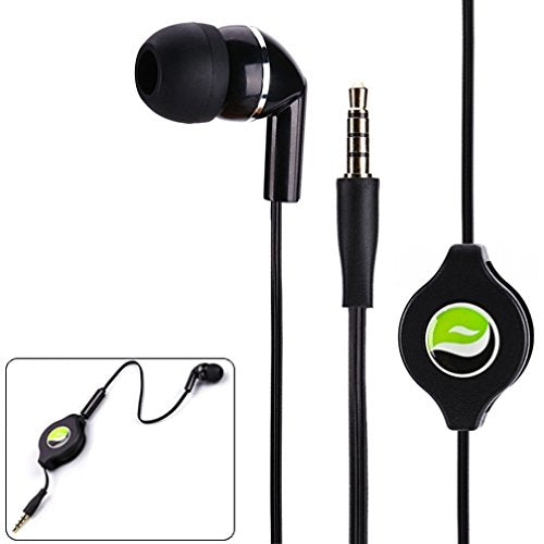 Premium Black Retractable Mono Headset Single Earbud Earphone Mic for Amazon Kindle, DX, Fire, Fire HD 6, HD 7 8 10 - Fire HD 8.9, HD8, HD10, Kids…