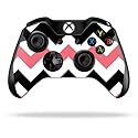 MightySkins Skin Compatible with Microsoft Xbox One or One S Controller - Black Pink Chevron | Protective, Durable, and Unique Vinyl wrap Cover | Easy