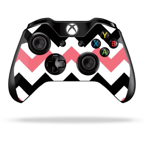 MightySkins Skin Compatible with Microsoft Xbox One or One S Controller - Black Pink Chevron | Protective, Durable, and Unique Vinyl wrap Cover | Easy