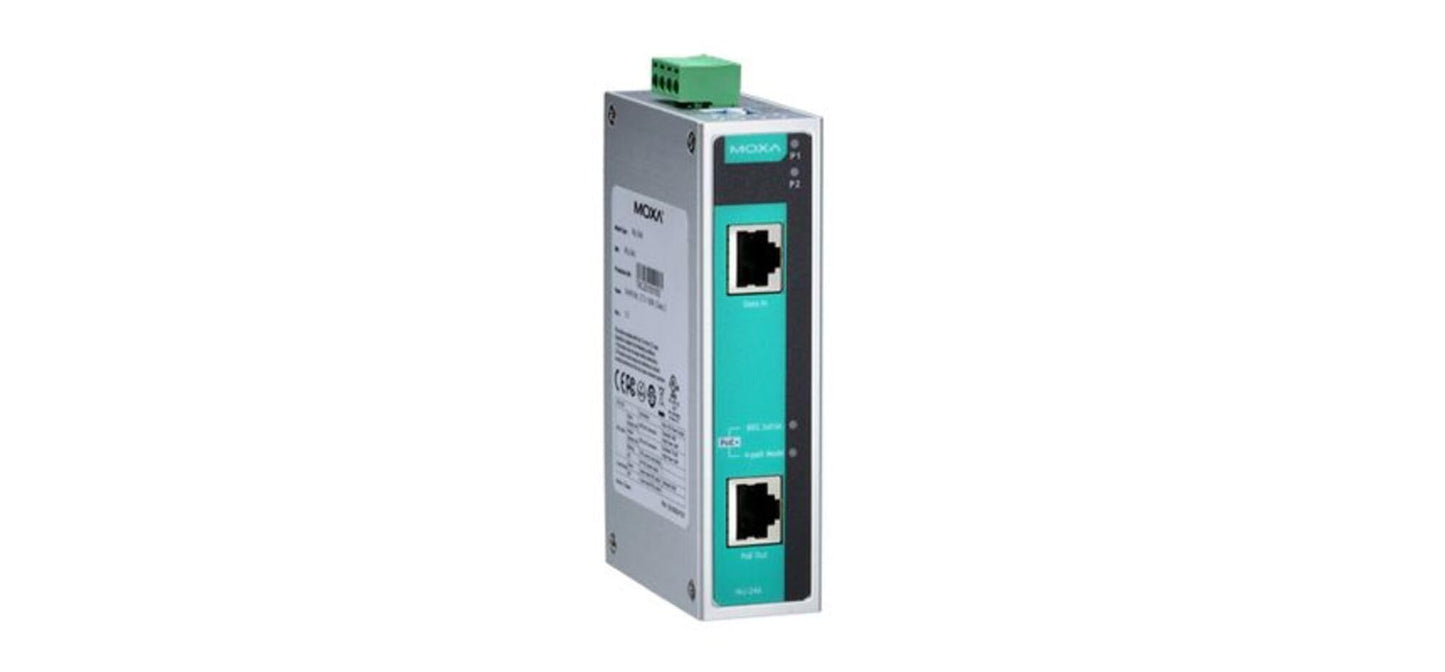 MOXA INJ-24A Gigabit High-Power PoE Injector, max. Output of 36W/60W @24 or 48VDC by 2-pair/4-pair Mode, 0 to 60C Operating Temp.