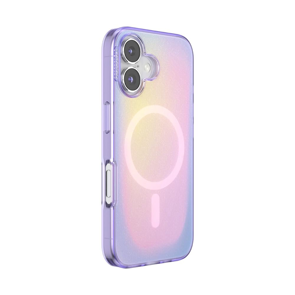 PopSockets iPhone 16 Phone Case with MagSafe, Wireless Charging Compatible, Purple - Aura