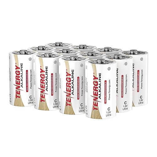 Tenergy 1.5V C Alkaline LR14 Battery, High Performance C Non-Rechargeable Batteries for Clocks, Remotes, Toys & Electronic Devices, Replacement C…