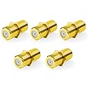 VCE Coaxial Cable Connector, RG6 Coax Cable Extender F-Type Gold Plated Adapter Female to Female for TV, Satellite, 5-Pack