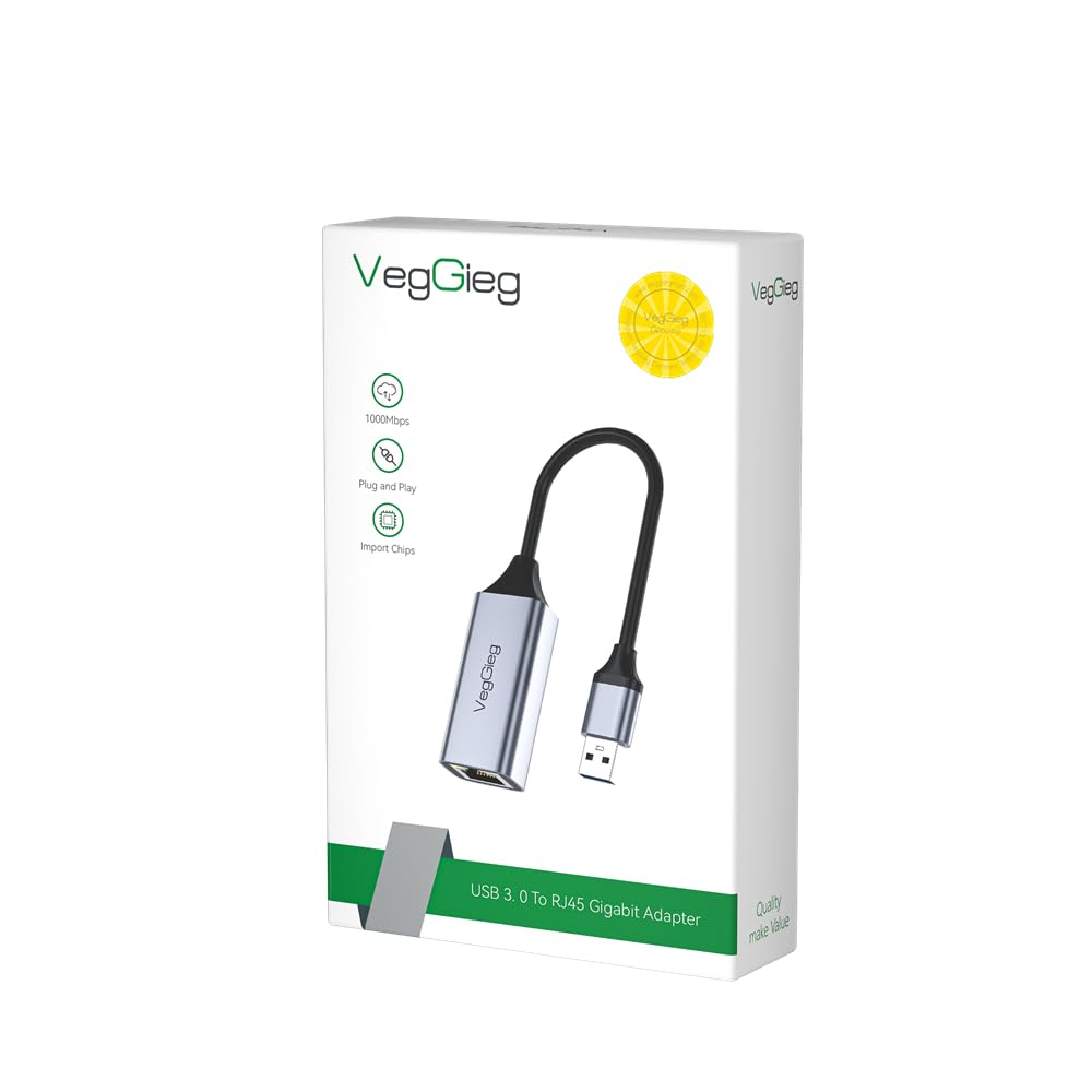 VegGieg - V-K306 - USB to Ethernet Adapter - Driver Free USB 3.0 to 100/1000 Gigabit Ethernet LAN Network Adapter - RJ45 Internet Adapter (V-K306)