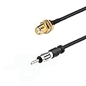 supmory SMA Female to AM/FM Male Adapter RG174 Coax Cable 12 inches Pigtail Jumper RF coaxial Cable for Radio Antenna