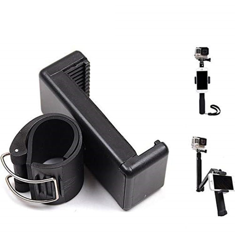 ThtRht 2 Pack Selfie Stick Mount Phone Holder Clip Clamp Pole Phone Mount for Gopro Extension Pole Selfie Stick Monopod Portable Vlog Handle Grip
