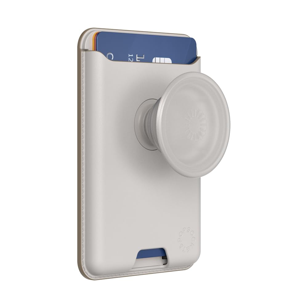 PopSockets Phone Wallet for MagSafe, Phone Card Holder with Grip, White - Horchata