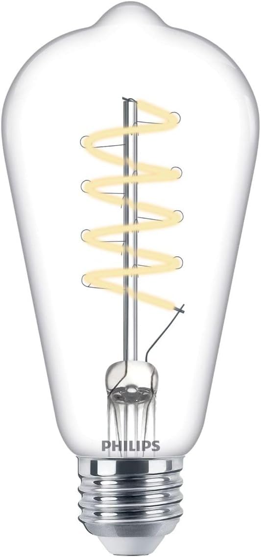 PHILIPS LED Vintage Flicker-Free Clear Spiral ST19 Dimmable, Eyecomfort Technology, 500 Lumen, Soft White(2700K), 5.5W=60W, Title 20 Certified, E26