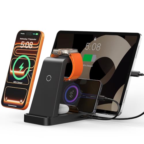 Wireless Charger for iPhone - 5 in 1 Charging Station for Multiple Devices Apple: Fast Wireless Charging Stand Dock for iPhone 17 16e 16 15 14 13 12