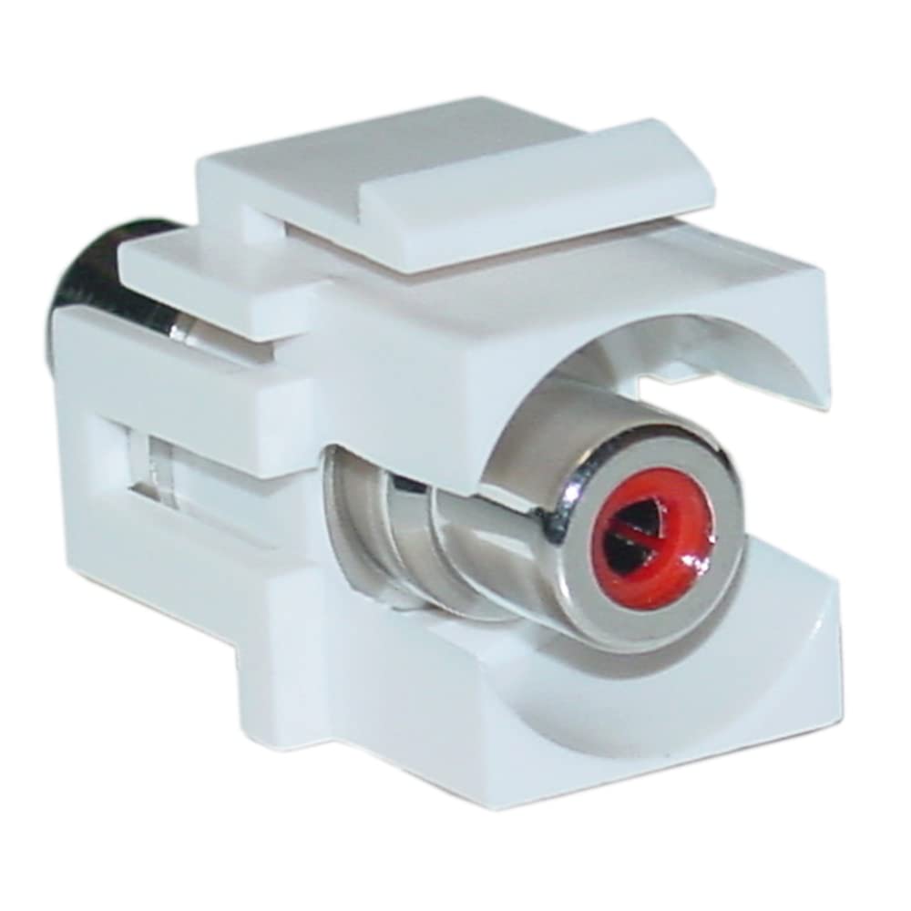 RCA Female to RCA Female, Red Recessed RCA Coupler Adapter with White Keystone Insert, Red RCA Jack Connector for Audio/Video, CableWholesale