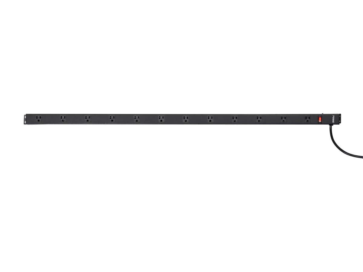 Monoprice Power & Surge - 12 Outlet 4 Feet Metal Power Strip - 6 Feet Cord - Black | 15A / 125V / 1875W