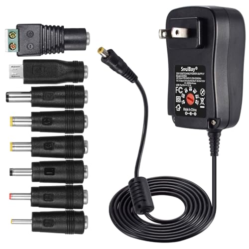 SoulBay 12V Power Supply Universal AC DC Adapter Charger with Adjustable Output 5V 9V 3V 6V 4.5V 7.5V 12 Volt 1A 1.5A 2A for LED Strip Light CCTV…